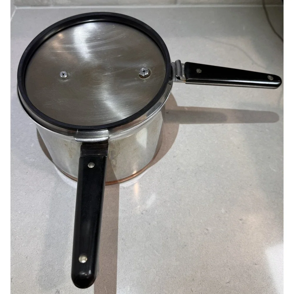 Vintage Revere Ware Pressure Cooker 4 Qt. Pot Copper Clad Bottom 1801